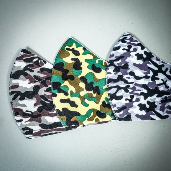 3 PACK KIDS FACE MASKS CAMOUFLAGE CAMO DESIGN - Picture 1 of 10